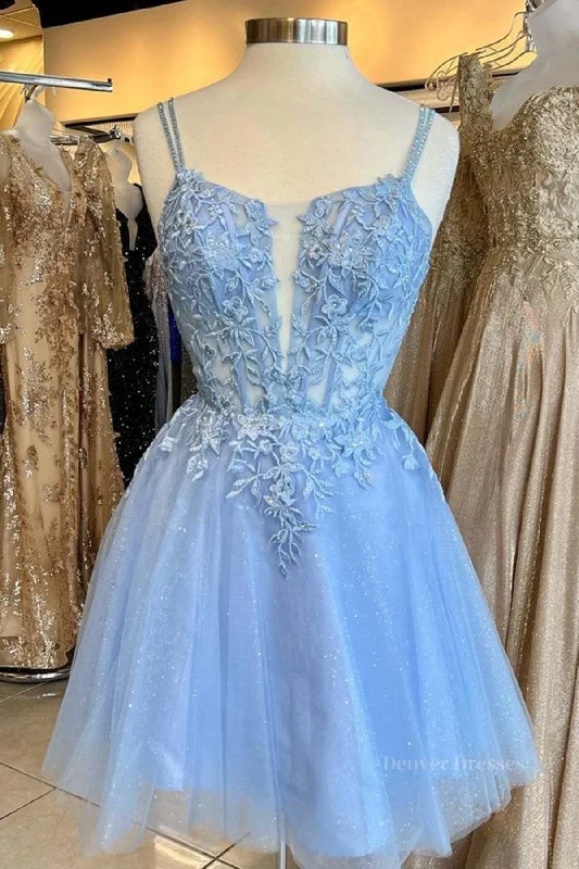 Short V Neck Blue Lace Prom Dresses, V Neck Short Blue Lace Formal Homecoming Dresses Cowl Neckline Elegant Short V Neck Blue Lace Prom Dresses, V Neck Short Blue Lace Formal Homecoming Dresses Cowl Neckline Elegant