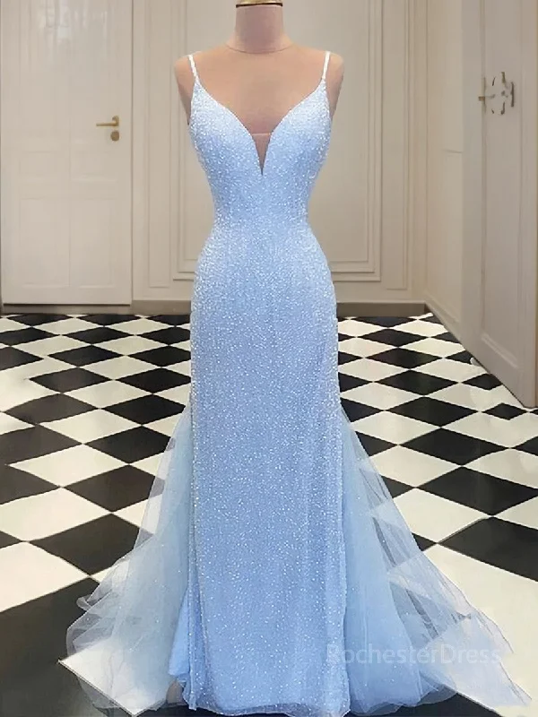 Sheath/Column Spaghetti Straps Sweep Train Tulle Evening Dresses With Sequin Tunic Top Casual Sheath/Column Spaghetti Straps Sweep Train Tulle Evening Dresses With Sequin Tunic Top Casual