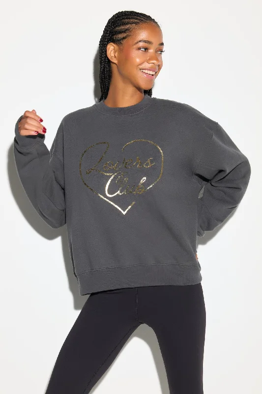 Lovers La Brea Crew Sweatshirt Hoodie with Hem Patch Decorative Personalized