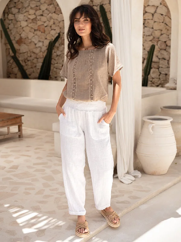 Delphi Cotton Pants Ivory Classic Chino Pants