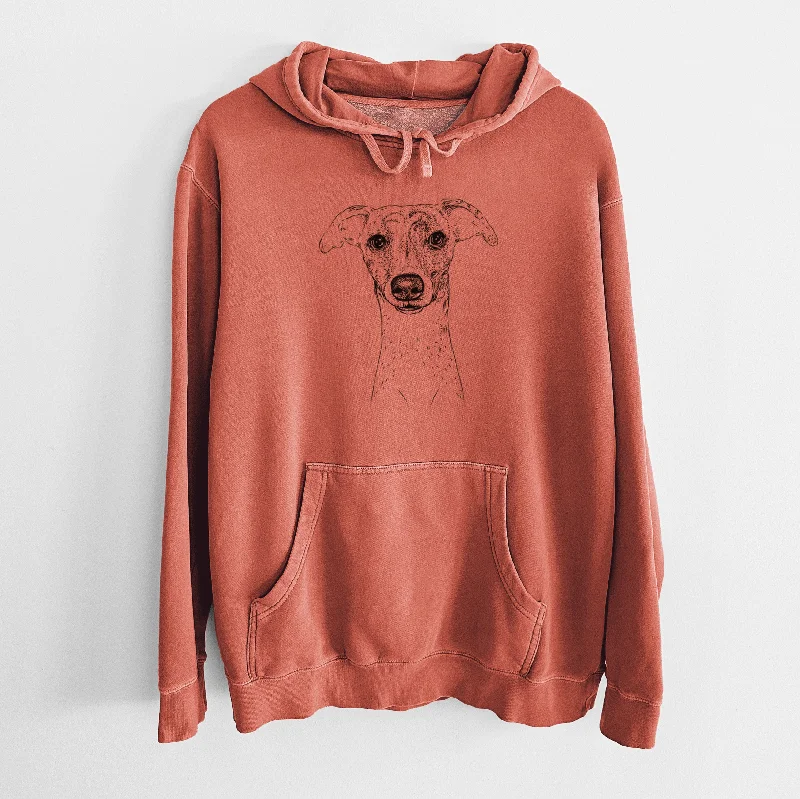 Bare Twiggy the Whippet - Unisex Pigment Dyed Hoodie Hoodie Jacket Zipper Layering