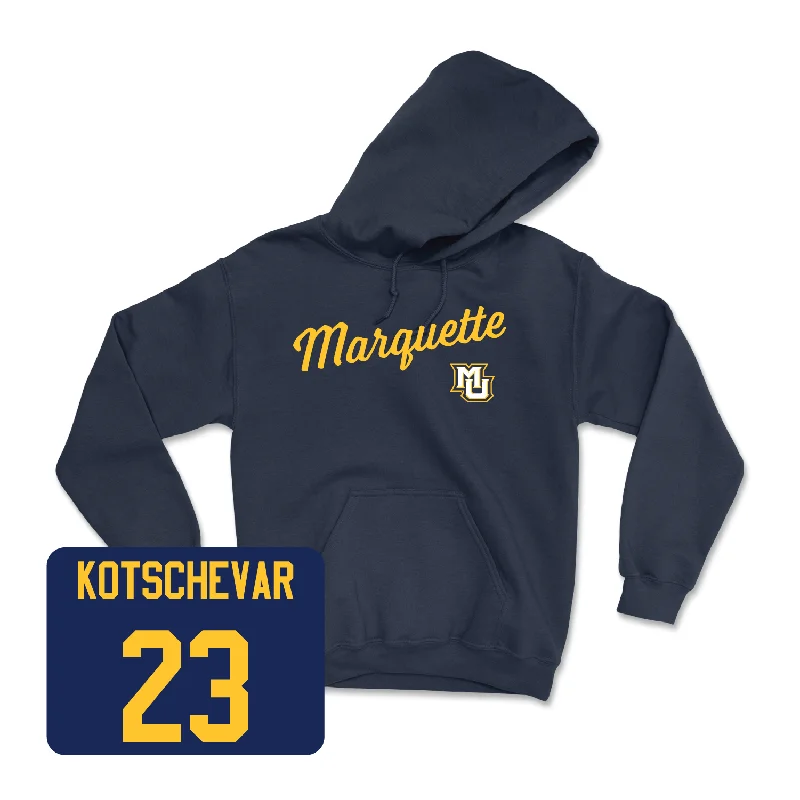 Navy Women's Lacrosse Script Hoodie - Taylor Kotschevar Hoodie with Reflective Safety Nightwear