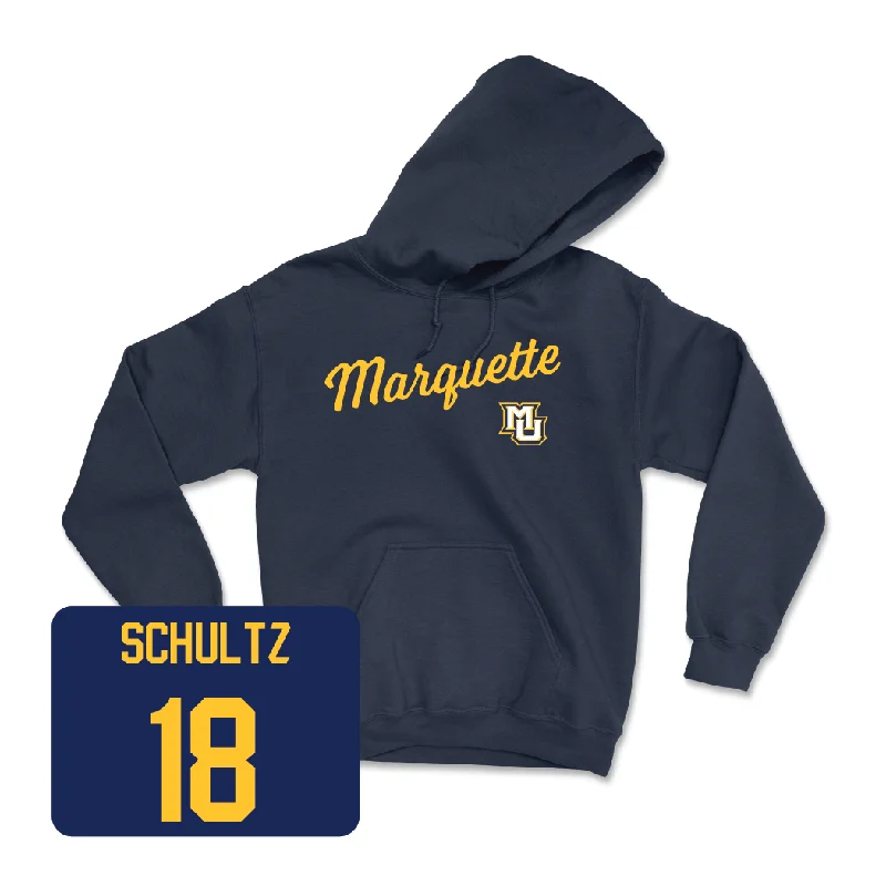 Navy Women's Lacrosse Script Hoodie - Riley Schultz Hoodie with Pattern Geometric Abstract
