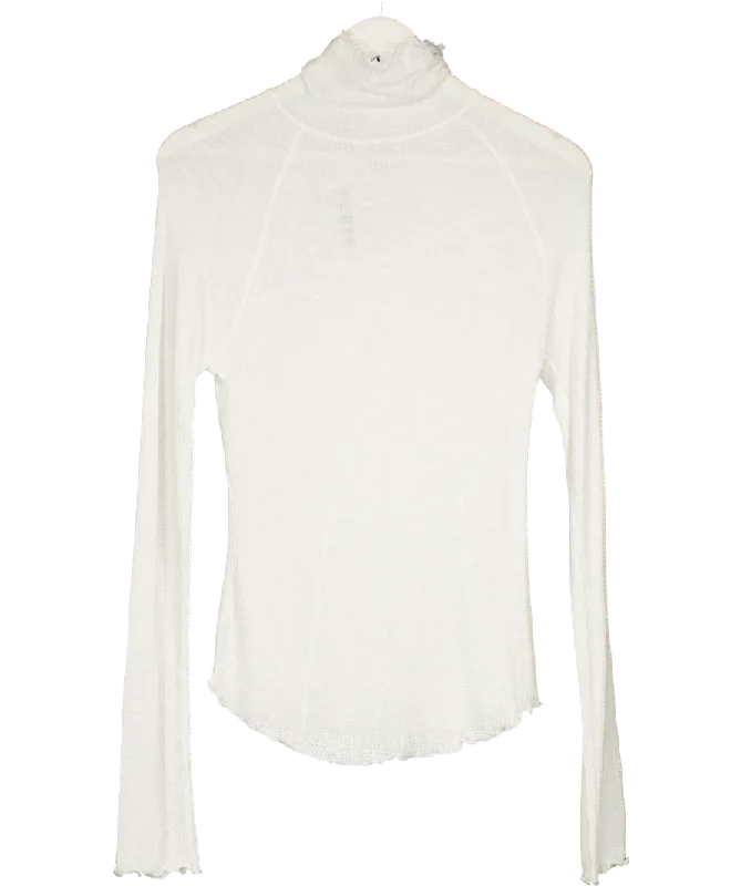 Free People White Make It Easy Thermal Sweatshirt UK M Hoodie Dress Longline Feminine