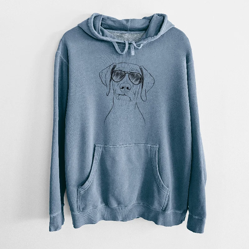 Aviator Pawley the Vizsla - Unisex Pigment Dyed Hoodie Hoodie with Hem Frayed Vintage Worn