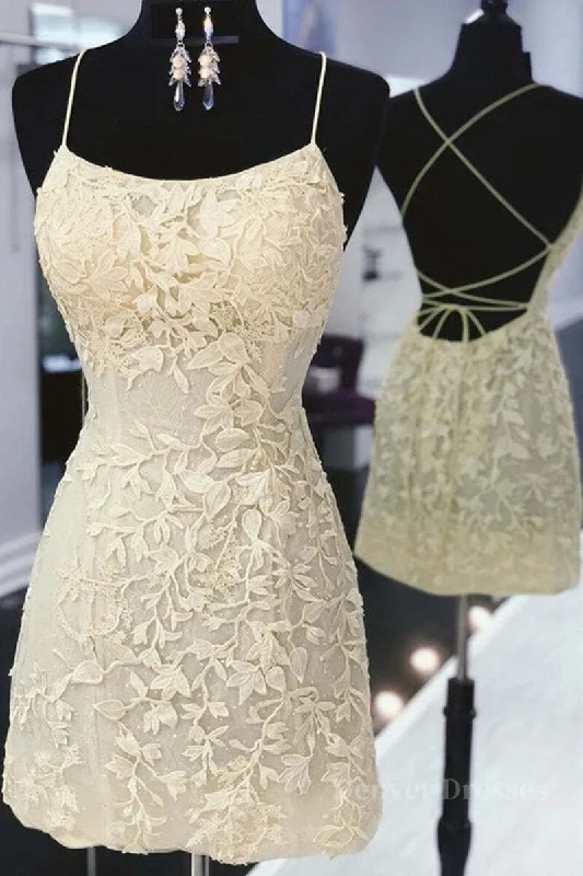Cute Backless Yellow Lace Short Prom Dress, Yellow Lace Formal Graduation Homecoming Dress Tunics Top rated Cute Backless Yellow Lace Short Prom Dress, Yellow Lace Formal Graduation Homecoming Dress Tunics Top rated