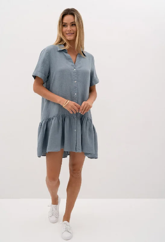 SUNNY SHIFT DRESS - STORM BLUE Tunics Designer luxury