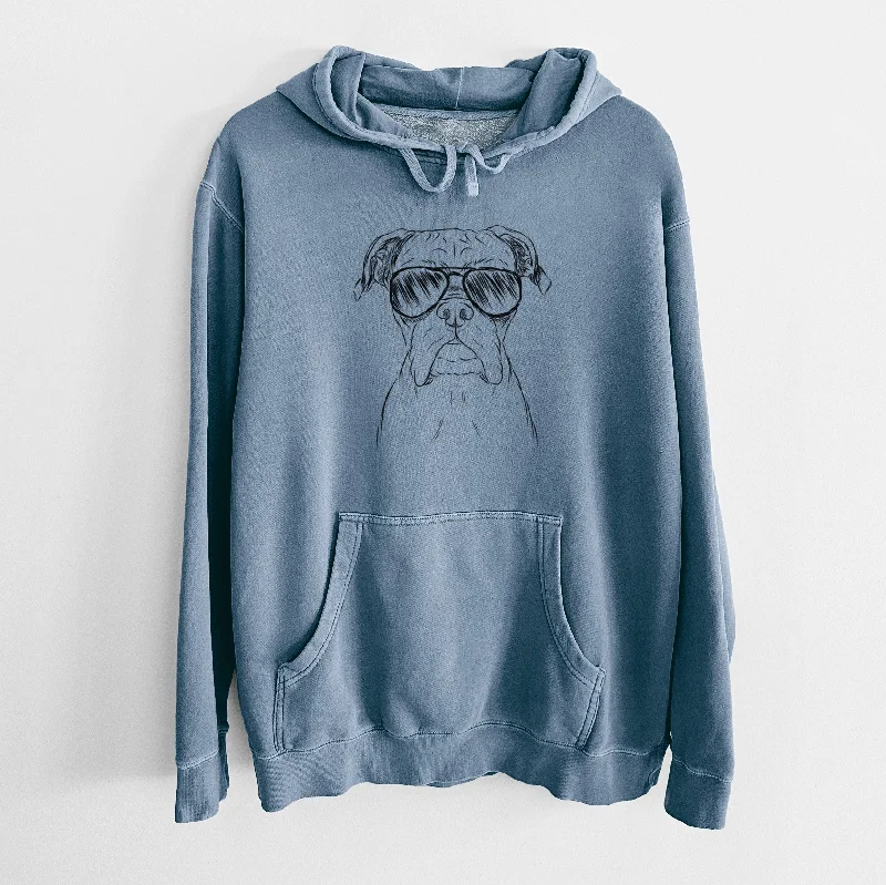 Aviator Axel the Boxer - Unisex Pigment Dyed Hoodie Hoodie with Fur Luxurious Winter