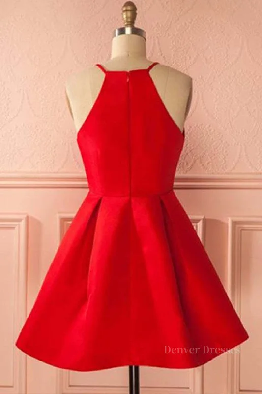 Simple Red Short Prom Homecoming Dresses, Short Red Mini Formal Graduation Evening Dresses Tunics Occasion special