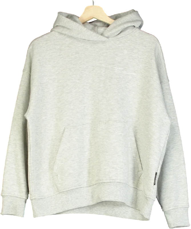 Sister.Stories Grey Printed Cosy Oversized Hoodie UK XS Hoodie with Cropped Fit Short Trendy