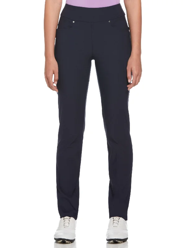Women's Solid Pull-On Golf Pant Elegant Wool Trousers