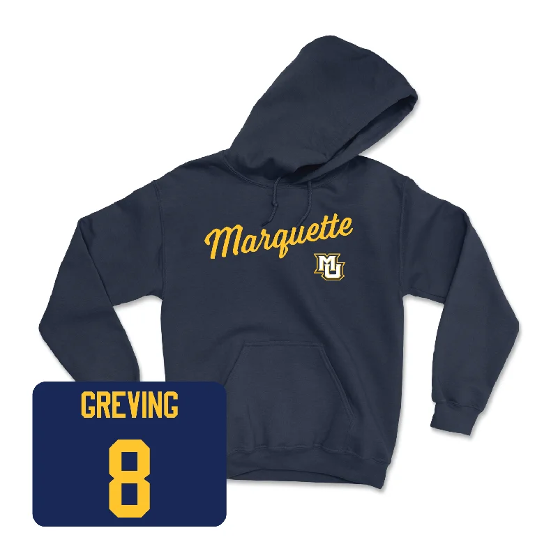 Navy Women's Lacrosse Script Hoodie - Brynna Nixon Hoodie with Hem Raw Edge Edgy Unfinished
