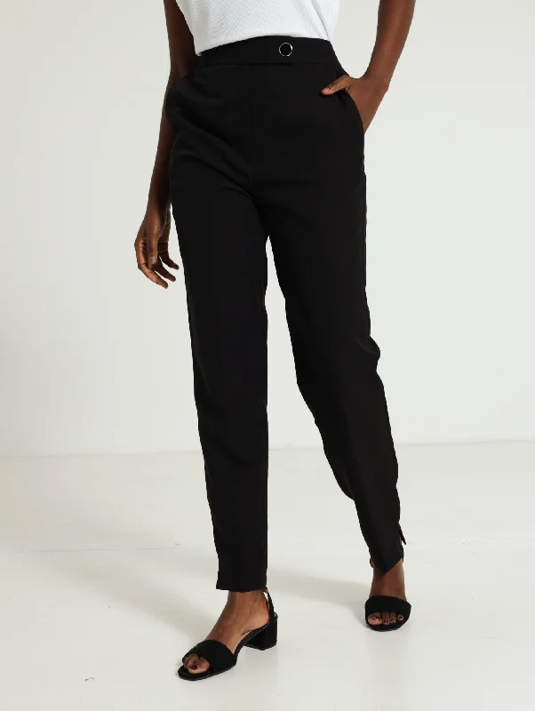 Extended Tab Slimleg Pants - Black Classic Straight Pants