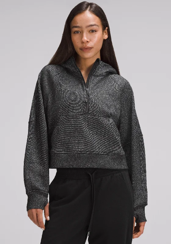 Scuba Oversized Half-Zip Hoodie *Spark Hoodie with Tied Waist Feminine Flattering
