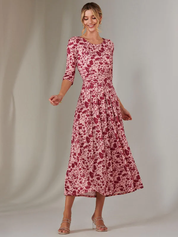 Goldie 3/4 Sleeve Jersey Maxi Dress, Pink Floral Tunics Custom made