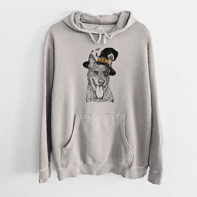 Witch Madison the Blue Heeler - Unisex Pigment Dyed Hoodie Hoodie with Zipper Versatile Modern