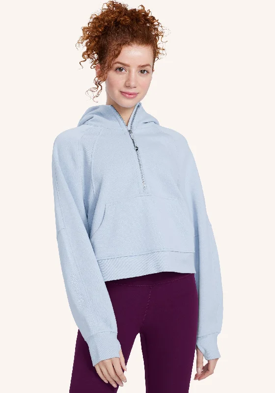 Scuba Oversized Half-Zip Hoodie Hoodie with Puffed Sleeves Voluminous Trendy