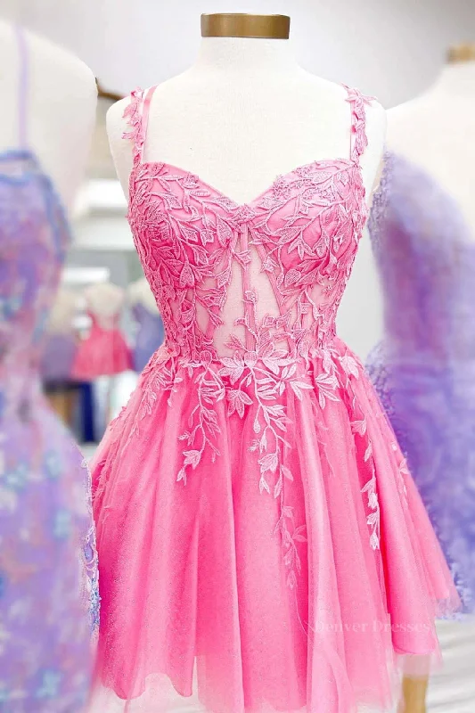 Short Pink Lace Prom Dresses, Short Pink Lace Formal Homecoming Dresses Square Neckline Feminine Short Pink Lace Prom Dresses, Short Pink Lace Formal Homecoming Dresses Square Neckline Feminine