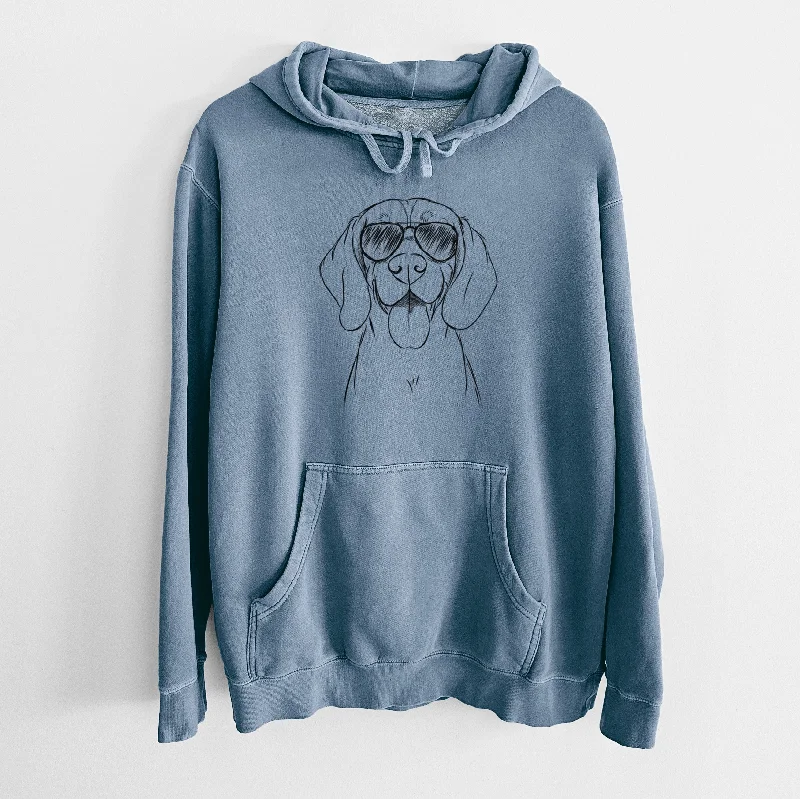 Aviator Bogie the Beagle - Unisex Pigment Dyed Hoodie Hoodie with Exposed Zipper Edgy Industrial