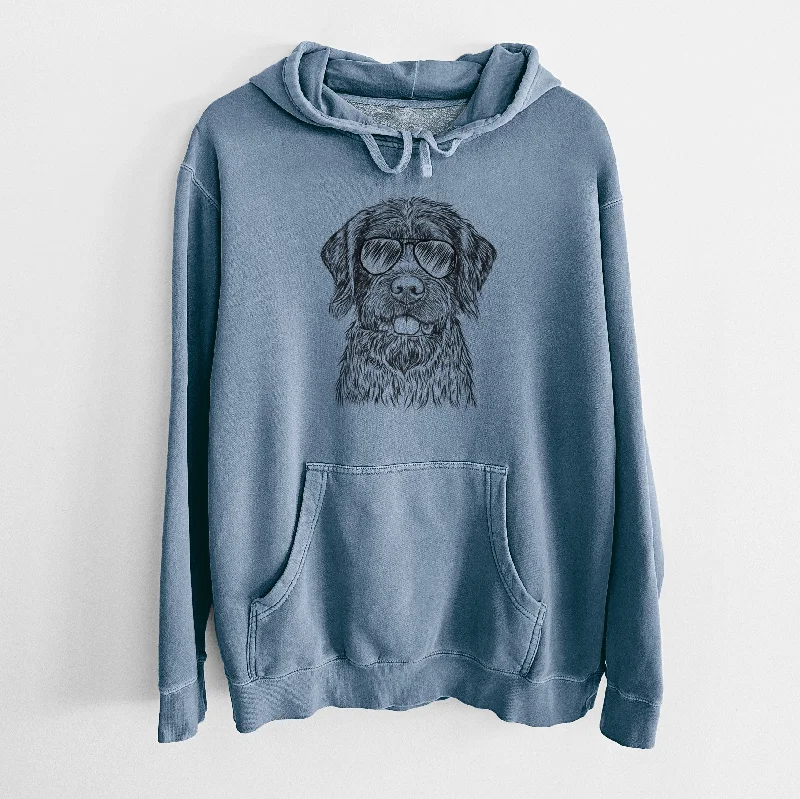 Aviator Fletcher the Wirehaired Pointing Griffon - Unisex Pigment Dyed Hoodie Hoodie with Rolled Sleeves Casual Relaxed