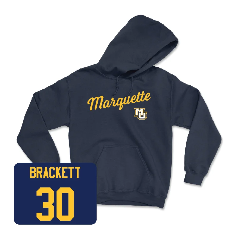 Navy Women's Lacrosse Script Hoodie  - Abigail Brackett Hoodie with Tied Waist Feminine Flattering