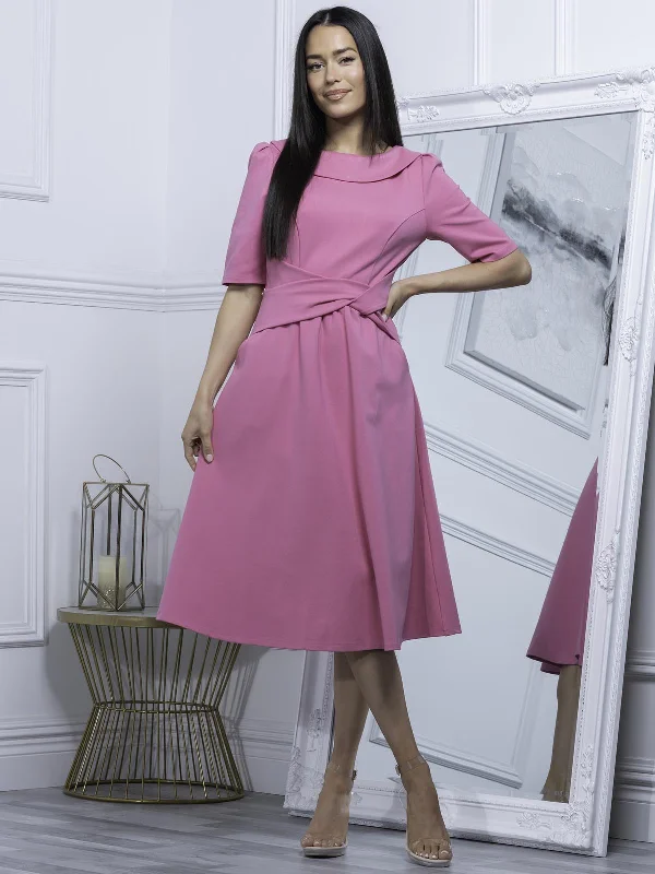 Maayan Fold Neck Dress, Taffy Pink Tunics Versatile all-occasion