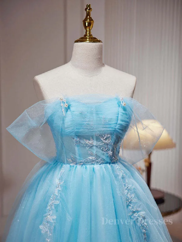 Blue A-line Tulle Short Prom Dress, Blue Homecoming Dress Tunics Prom sequined