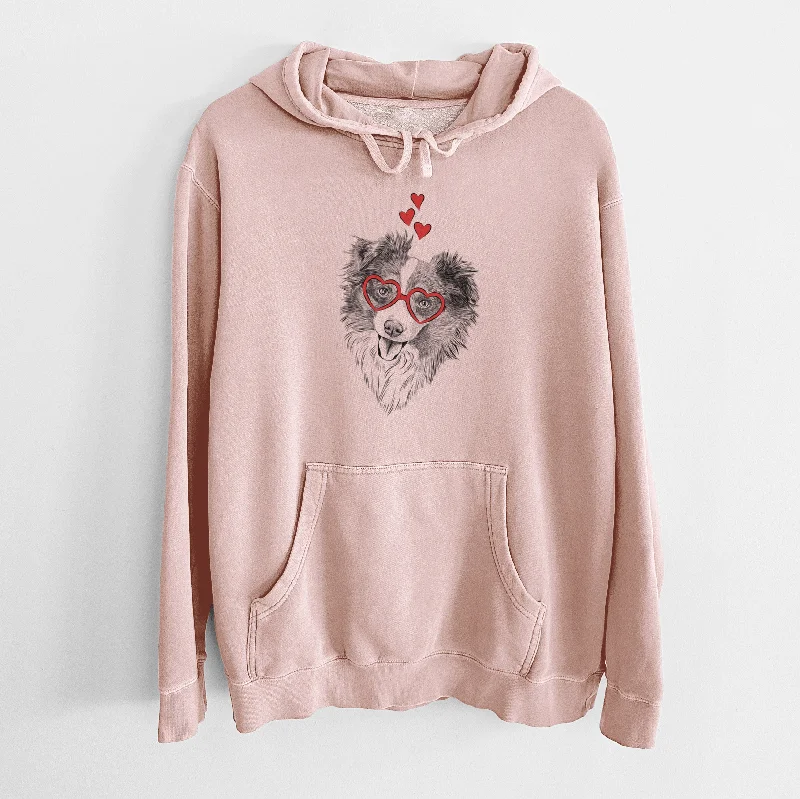 Valentine Doc the Mini Aussie - Unisex Pigment Dyed Hoodie Hoodie with Hem Detail Decorative Unique