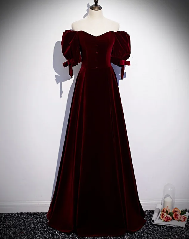 Modest Charming Burgundy Long Prom Dresses Vintage Evening Dresses With Bowknot Tunics Prom sequined