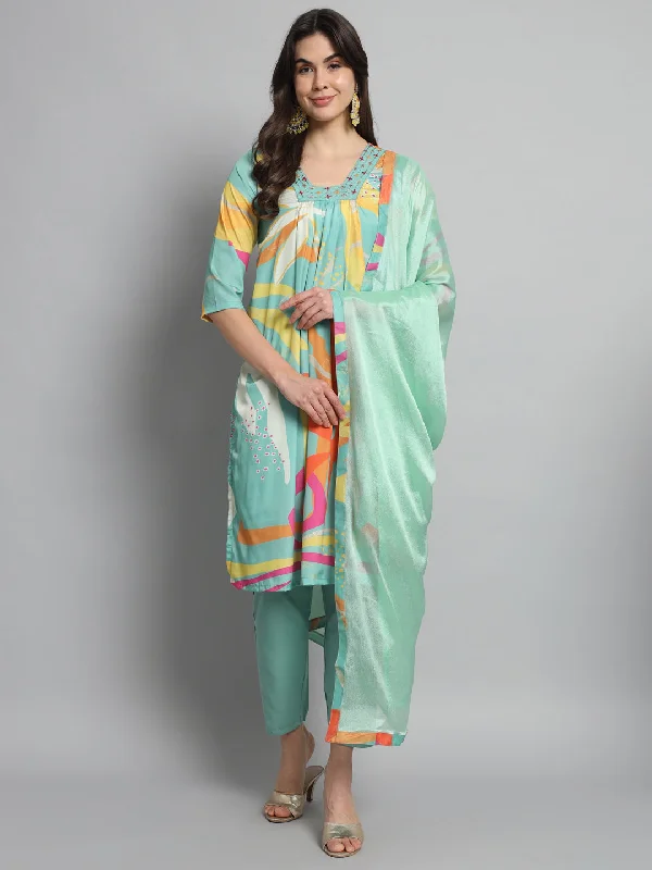 Women V Neck Embroidered Work Viscose Fabric Kurta & Pant With Dupatta Set Lightweight Jogger Pants Women V Neck Embroidered Work Viscose Fabric Kurta & Pant With Dupatta Set Lightweight Jogger Pants