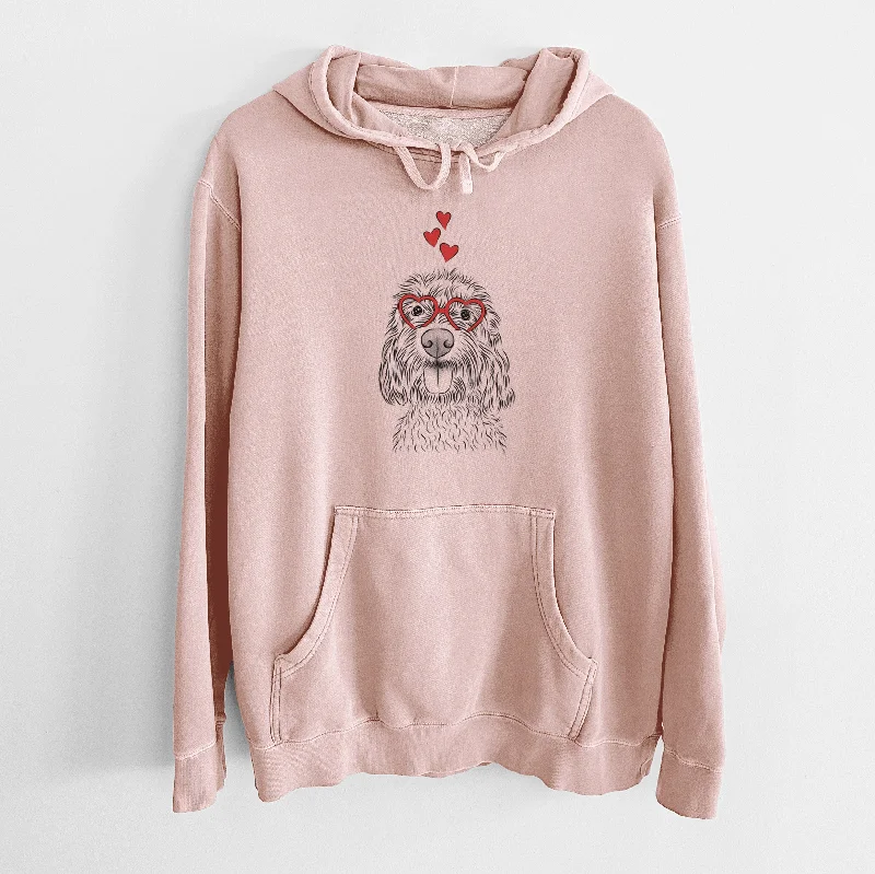Valentine Clover the Cockapoo - Unisex Pigment Dyed Hoodie Hoodie with Magnetic Closure Innovative Modern
