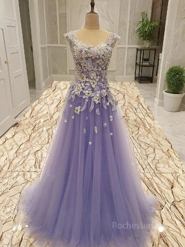 A-Line/Princess Scoop Floor-Length Tulle Evening Dresses With Appliques Lace Tunics Wedding white A-Line/Princess Scoop Floor-Length Tulle Evening Dresses With Appliques Lace Tunics Wedding white