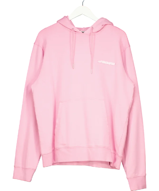 Sandro Pink Rubber Cotton Fleece Hoodie UK XXL Cotton Hoodie Fleece Lining Warmth
