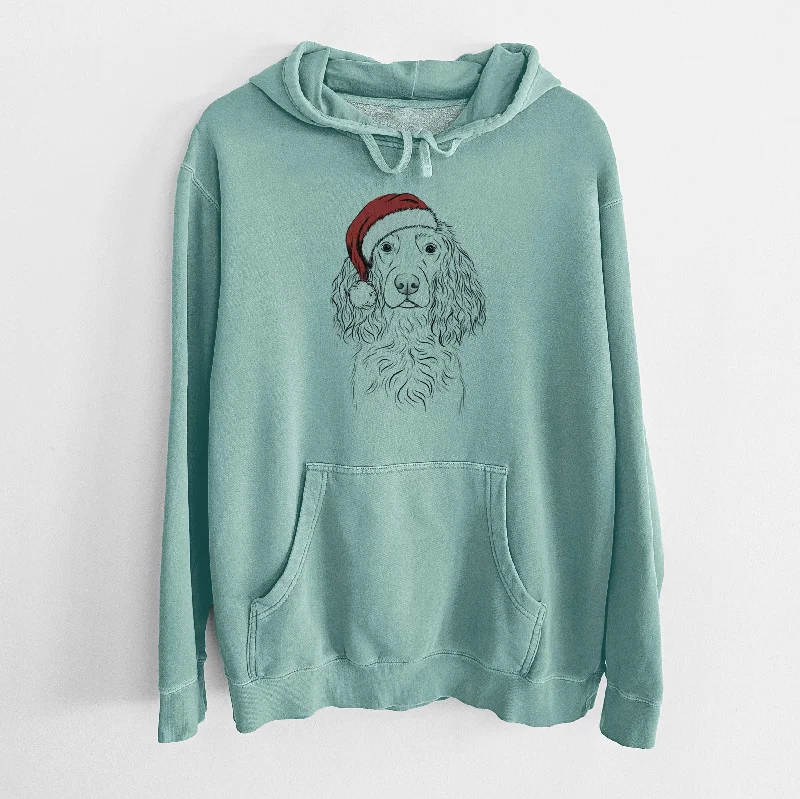 Santa Hat Landry the Boykin Spaniel - Unisex Pigment Dyed Hoodie Hoodie with Relaxed Fit Easy Casual