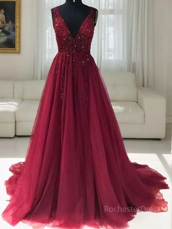 A-Line/Princess V-neck Sweep Train Tulle Evening Dresses With Ruffles Tunics Essential wardrobe A-Line/Princess V-neck Sweep Train Tulle Evening Dresses With Ruffles Tunics Essential wardrobe