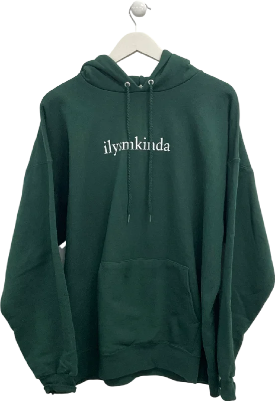 Hanes Green I Love You So Much Hoodie UK XL Hoodie with Hem Contrast Bold Stylish