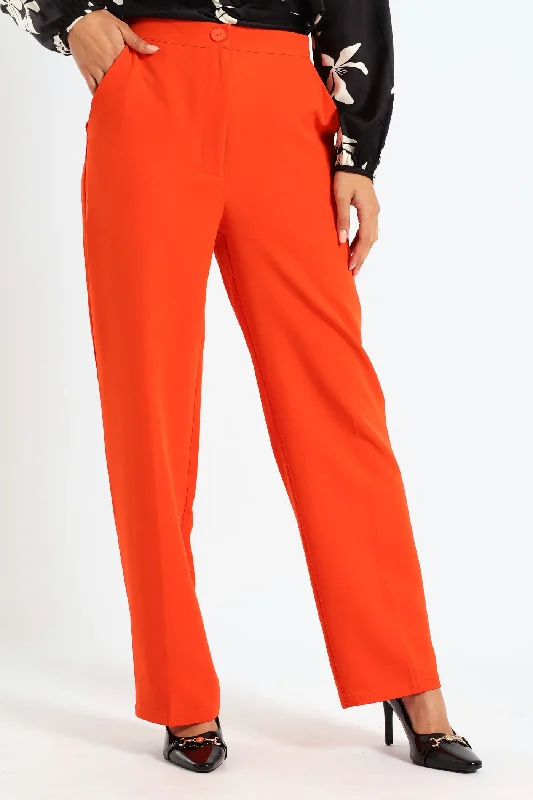 Concealed Straight Leg Pant - Orange Trendy Printed Leggings