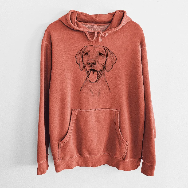 Bare Harper the Vizsla - Unisex Pigment Dyed Hoodie Hoodie with Tie-Dye Psychedelic Retro