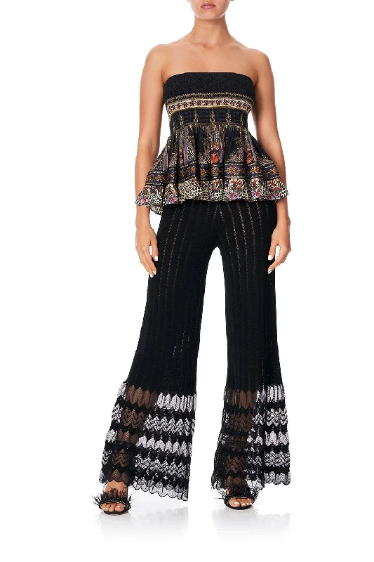 KNITTED LACE PANT MARAIS AT MIDNIGHT Wide-Legged Palazzos