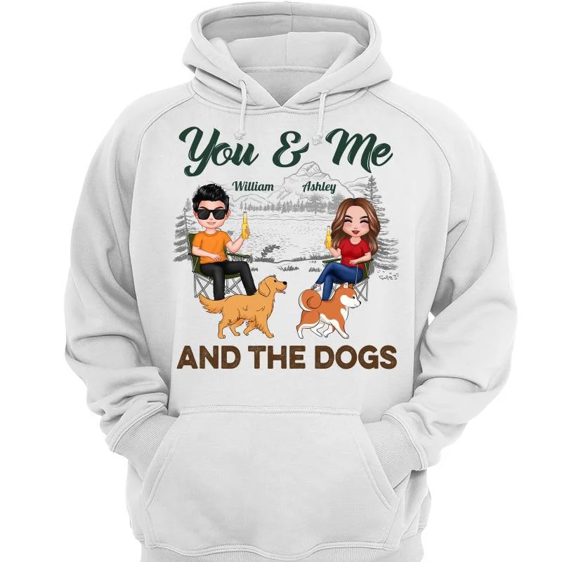 You Me & The Walking Dogs Doll Couple Sitting Camping Personalized Hoodie Sweatshirt Hoodie with Mesh Breathable Sporty