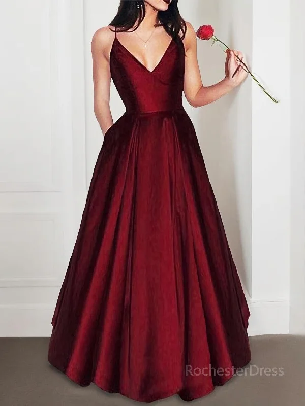 A-Line/Princess V-neck Floor-Length Satin Evening Dresses Tunics Practical durable