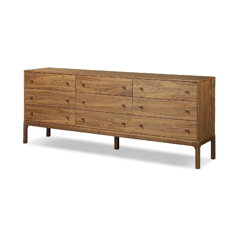 Arturo 9 Drawer Dresser - Natural Walnut Veneer Tunics Formal black