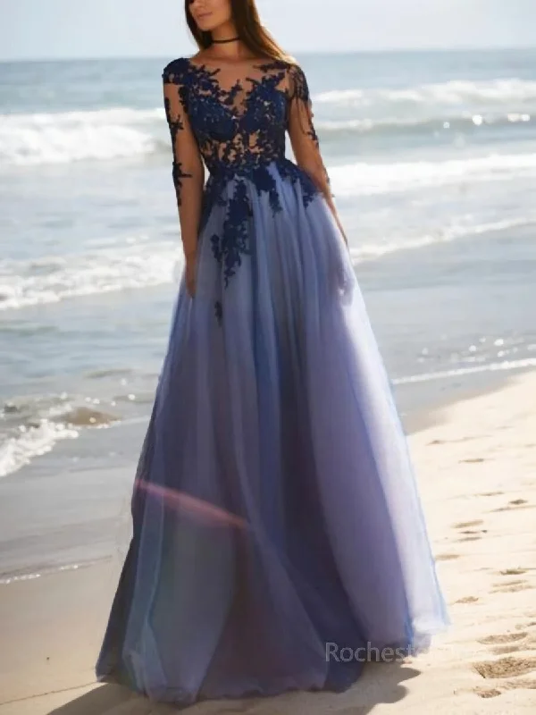 A-Line/Princess Scoop Floor-Length Tulle Evening Dresses With Appliques Lace Tunics Travel practical A-Line/Princess Scoop Floor-Length Tulle Evening Dresses With Appliques Lace Tunics Travel practical