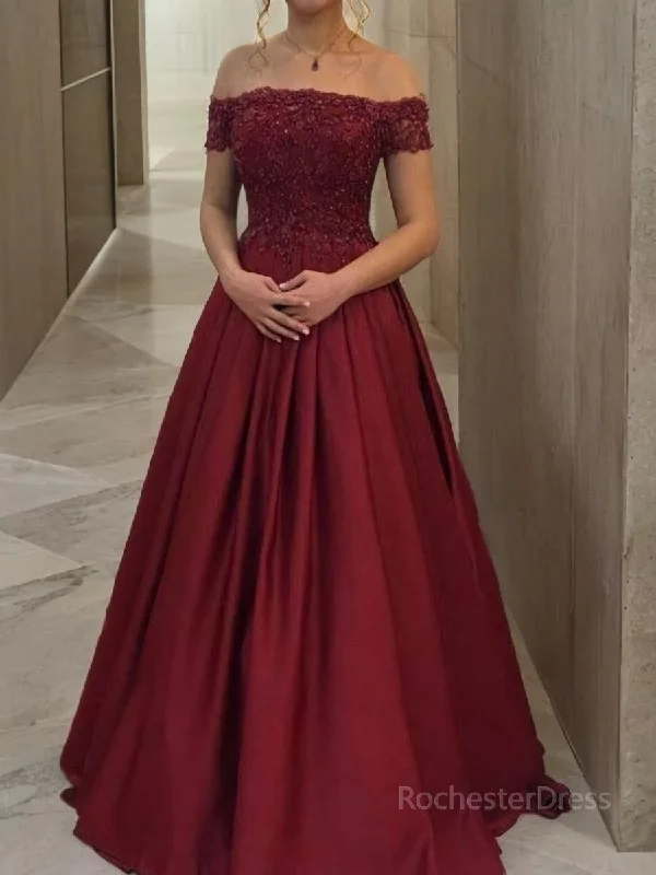 Ball Gown Off-the-Shoulder Floor-Length Satin Evening Dresses With Appliques Lace Tunics Recommended stylist Ball Gown Off-the-Shoulder Floor-Length Satin Evening Dresses With Appliques Lace Tunics Recommended stylist