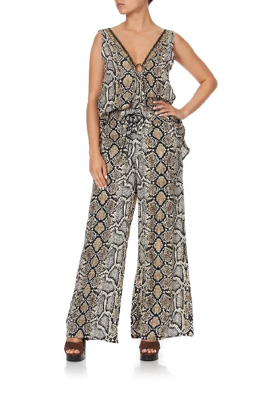 LACE UP FRONT FLARED PANT KAKADU BOO Fashionable Track Pants
