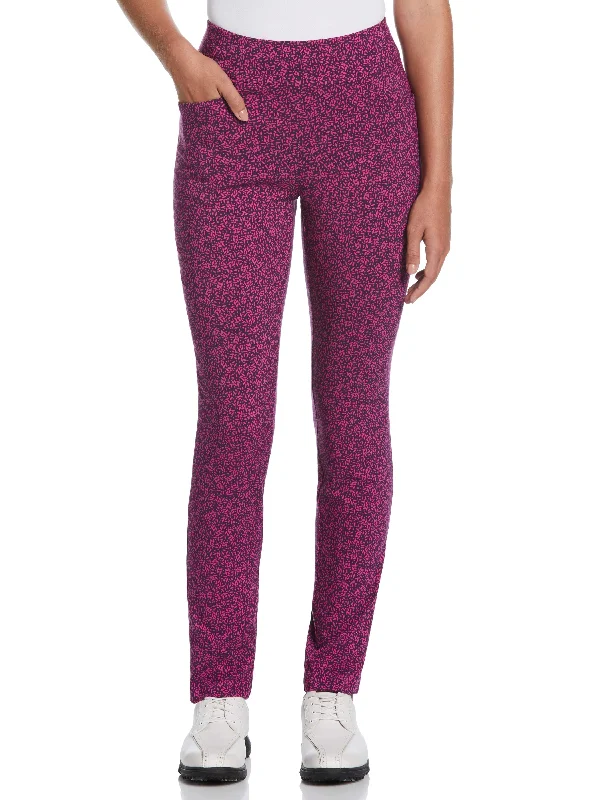 Women's Geo Print Pull-On Golf Pant Trendy High-Waist Trousers