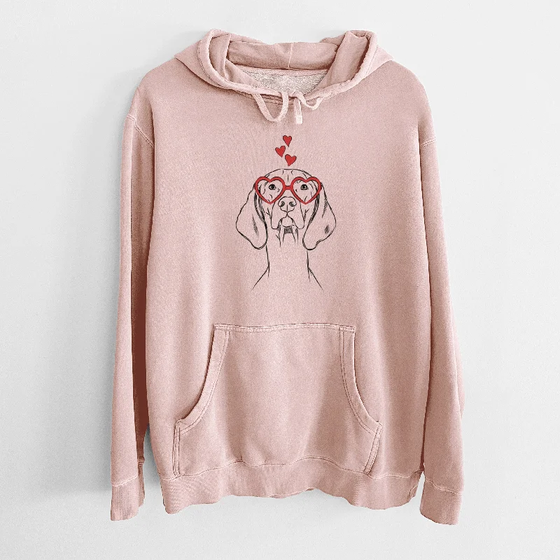 Valentine Sawyer the Vizsla - Unisex Pigment Dyed Hoodie Hoodie with Applique Textured Unique