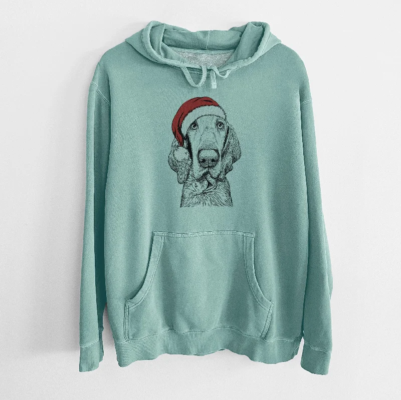 Santa Hat Kylie the Bracco Italiano - Unisex Pigment Dyed Hoodie Hoodie with Crew Neck Simple Timeless