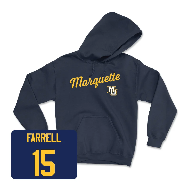 Navy Women's Lacrosse Script Hoodie  - Mckenna Farrell Hoodie with Hem Elastic Stretchable Comfortable