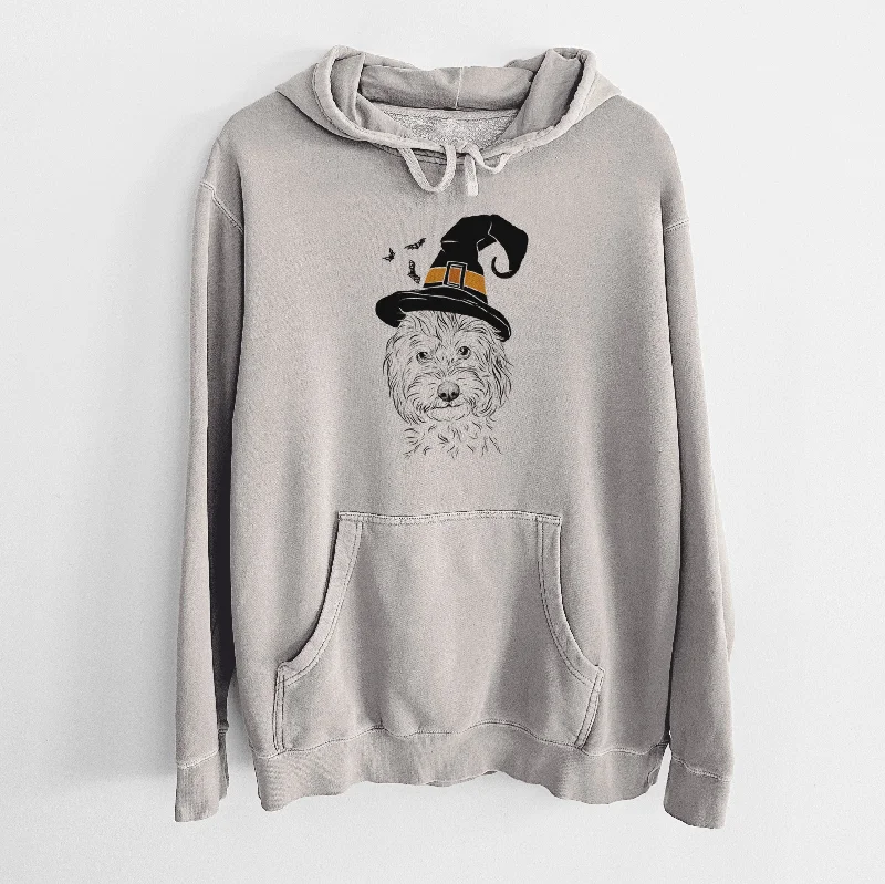 Witch Mason the Cavapoo - Unisex Pigment Dyed Hoodie Hoodie with Thumb Holes Functional Cozy
